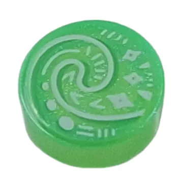Tile Round 1 x 1 with Curled Shell (Heart of Te Fiti) print
