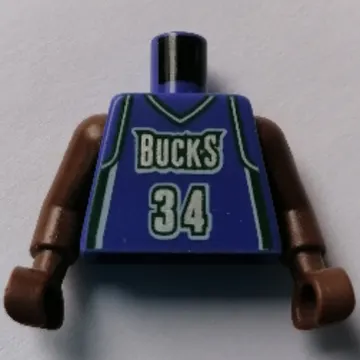 Torso Basketball Jersey, Milwaukee Bucks '34' Print, Long One Piece Arms Brown (NBA)