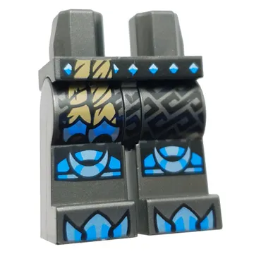 Hips and Pearl Titanium Legs with Dark Azure/Medium Azure Knee Pads, Claws, Dark Tan Rope, Silver Armor print