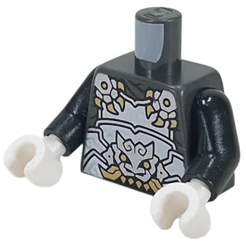 Torso, Silver Armor Plating, Wolff, Fold Fangs, Dark Red Asian Symbols on Back print, Black Arms, White Hands
