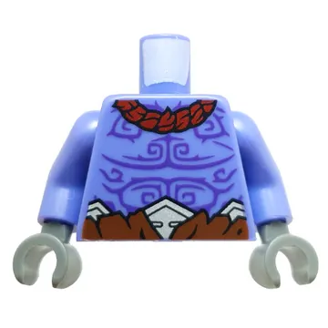 Torso Bare Chest, Dark Purple Markings, Dark Red Necklaces, Reddish Brown Pants print, Blue Violet Arms, Dark Bluish Gray Hands