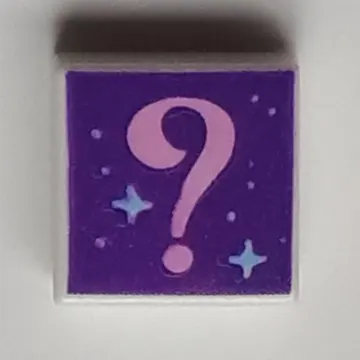 Tile 1 x 1 with Bright Pink '?' Question Mark, Dark Purple Background print