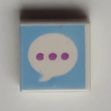 Tile 1 x 1 with Text Bubble, Lavender Dots, Medium Azure Background print