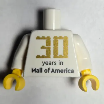 Torso '30 years in Mall of America' Print / Collar and LEGO Square Logo Print, White Arms, Yellow Hands