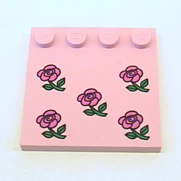 Plate Special 4 x 4 with Studs on One Edge and Roses Print