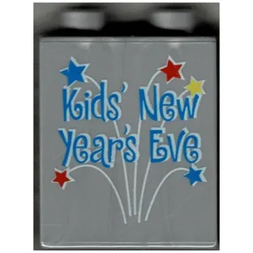 Duplo Brick 1 x 2 x 2 with Kids' New Year's Eve 2005 Print