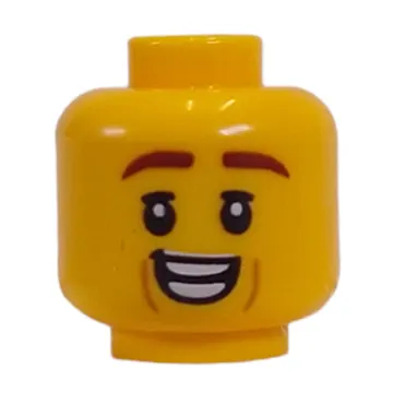 Minifig Head Reddish Brown Eyebrows, Smirk / Nervous Smile print