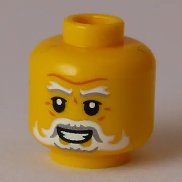 Minifig Head Hibernus, White and Grey Eyebrows, Bears, Moustache, Smile with Teeth / Angry