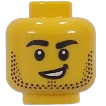 Minifig Head Goalkeeper, Stubbled Beard, Open Mouth Screaming / Lopsided Smile
