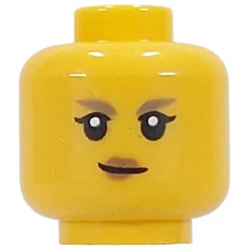 Minifig Head Mira, Dark Tan Eyebrows, Peach Lips, Frowned Smile / Angry Scowl