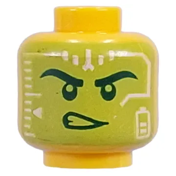 Minifig Head Lime Heads-Up Display (HUD), Determined Look/Clear Face Smirk
