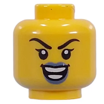 Minifig Head Sand Blue Lips, Open Mouth Smile / Open Mouth Threatening Roar
