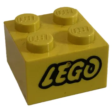 Brick 2 x 2 with LEGO Logo with Open O Black Outline Print