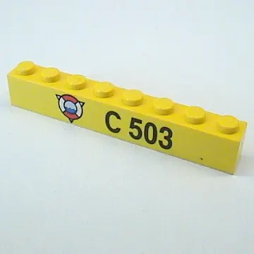 Brick 1 x 8 with Coast Guard Logo, 'C 503' Print