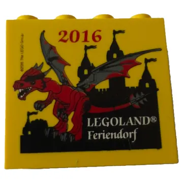 Brick 2 x 4 x 3 with 'LEGOLAND Feriendorf 2016', Dragon Print