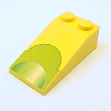 Brick Sloped 18° 4 x 2 with Lime Green Semicircle Print
