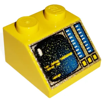Brick Sloped 45° 2 x 2 with Dark Screen and Blue Controls Print (Aquazone Hydronauts)