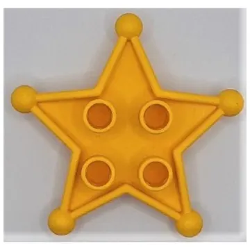 Duplo Sheriff Star with 2 x 2 Studs on Front, and Clip on Back (For Humans)