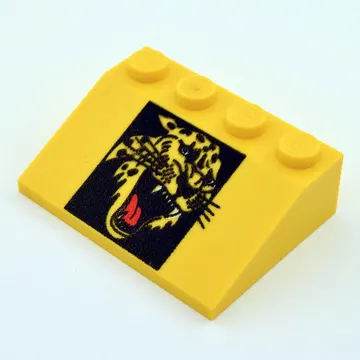 Brick Sloped 33° 3 x 4 with Roaring Cheetah Head Print