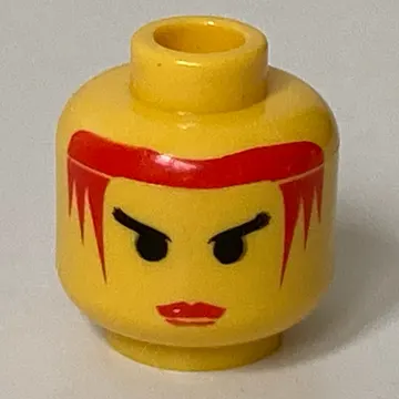 Minifig Head Princess Storm, Red Lips and Red Hair, Angry Black Eyebrows Print