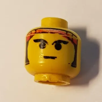Minifig Head Ninja, Eyebrows, Sideburns and Red Bandana Print