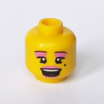 Minifig Head, Pink Lips and Eye Shadow, Open Mouth and Beauty Mark Print