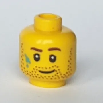 Minifig Head, Beard Stubble, Brown Eyebrows and Paint Stains