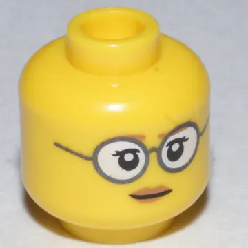 Minifig Head Paleontologist, Glasses with Gray Frames and White Lenses, Eyelashes, Pale Brown Lips Print