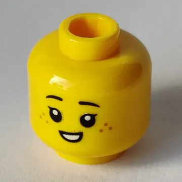 Minifig Head, Eyelashes, Freckles, Crooked Smile / Open Mouth Smile print
