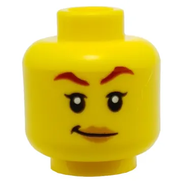 Minifig Head Skylor, Dark Red Eyebrows, Peach Lips Smile / Angry with White Face Paint Print