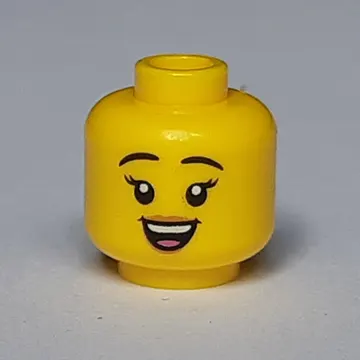 Minifig Head, Peach Lips, Open Mouth Smile / Sunglasses Print