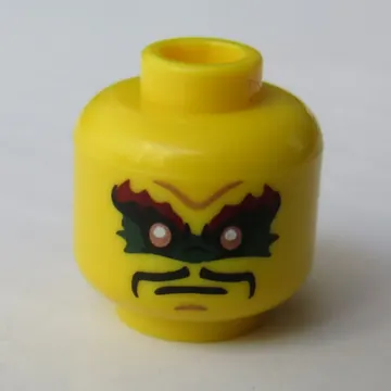 Minifig Head Krux (Acronix), Gray Eyebrows, Green Eye Paint, Grimace / Gray Eyebrows and Moustache, Round Glasses Print