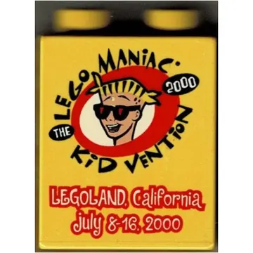 Duplo Brick 1 x 2 x 2 with Lego Maniac Kid Vention 2000 Print