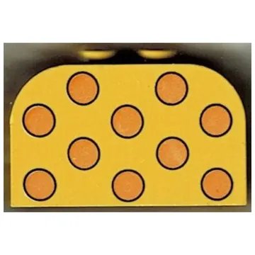 Brick Curved 2 x 4 x 2 Double with Dots Medium Orange Print
