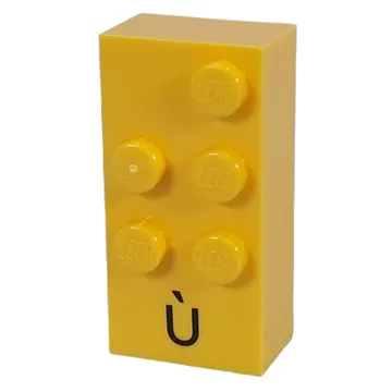 Braille Brick 2 x 4 with 5 Studs ⠾ and 'Ù' print