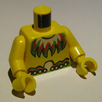 Torso Bare Chest with Feather Necklace and Ornate Belt Print, Yellow Arms and Hands