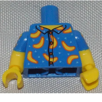 Torso, Dual Molded Arms, Shirt with Bananas and Light Blue Triangles Print, Blue Sleeves Pattern, Yellow Arms and Hands