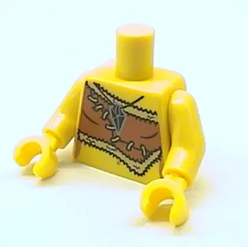 Torso Animal Fur, Dark Orange, Black and Silver Amulet Print, Yellow Arms and Hands