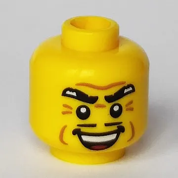 Minifig Head Gangster, Thick Eyebrows, Thin Moustache, Cheek Dimples, and Sinister Open Smile Print