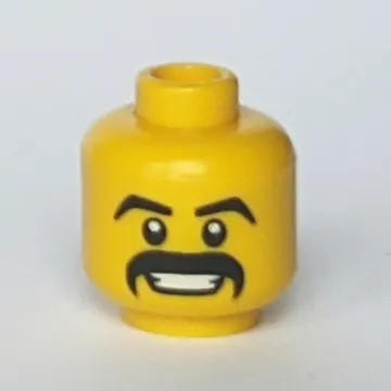 Minifig Head Mariachi, Thick Eyebrows and Moustache, Smile with Teeth Print