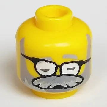 Minifig Head Mr. Oz, Dual Sided, Glasses, Light Bluish Gray Beard / Asleep Print