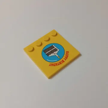 Plate Special 4 x 4 with Studs on One Edge with Birthday Cake and Happy Birthday Print