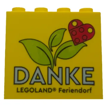 Brick 2 x 4 x 3 with 'DANKE LEGOLAND Feriendorf', Heart and Leaves Print