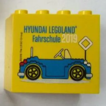 Brick 2 x 4 x 3 with 'HYUNDAI LEGOLAND Fahrschule 2019' Print