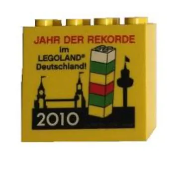 Brick 2 x 4 x 3 with 'JAHR DER REKORDE im LEGOLAND Deutschland 2010' Print