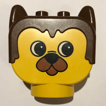Duplo Animal Head with Brown Hair, Barnaby Bear with Small Nose Print