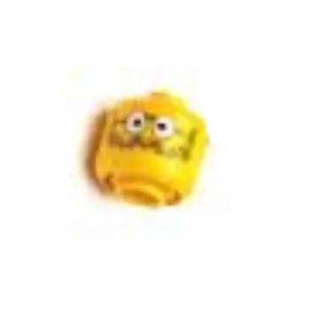 Pen Bead, Round Large, Curved Edges / Cylinder with Minifig Head with White Glasses, Beard Print