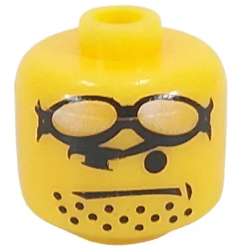 Pen Bead, Round Large, Curved Edges / Cylinder with Minifig Head with Black Glasses, Stubbles print