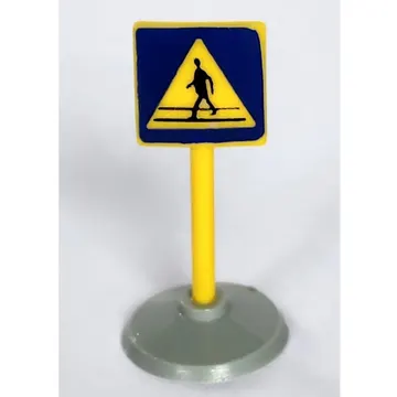 Road Sign Old Square with Man Crossing Print & Type 1 Base