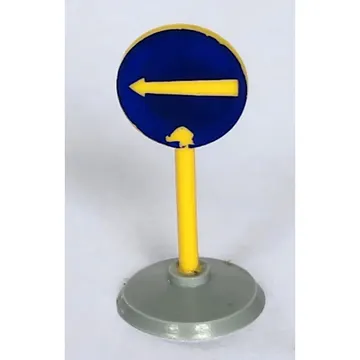Road Sign Old Round with White Arrow Left Print & Type 1 Base